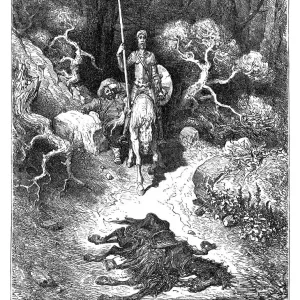 Don Quixote finds a horse corpse