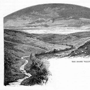 The Doone Valley, Exmoor, England Victorian Engraving, 1840