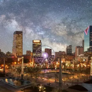 Downtown Atlanta Georgia Print with Milky Way Sky Downtown Atlanta Georgia Print with Milky Way Sky