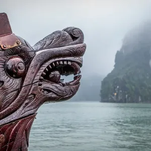 Dragon head at bow of boat - Halong Bay, Vietnam Dragon head at bow of boat - Halong Bay, Vietnam