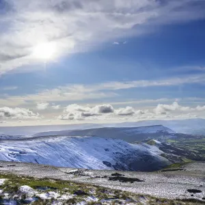 The Dragons back, or Y Grib, and the Brecon Beacons from the Black Mountains, Wales