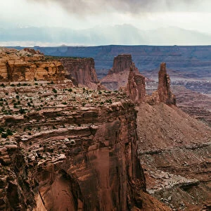 Dramatic clouds over valley, Canyonlands, Utah, USA