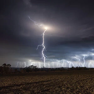 A Dramatic Lightning Thunderstorm Photo with Multiple Lightning Strikes, Magaliesburg, Gauteng Province, South Africa