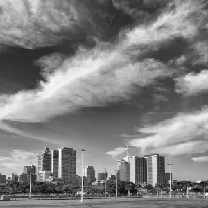 A dramatic stratus cloudscape floats by above Durbans inner city CBD A dramatic stratus cloudscape floats by above Durbans inner city CBD