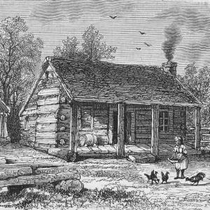Abraham Lincoln's Birthplace Print, 1860s Abraham Lincoln's Birthplace Print, 1860s