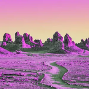 Dreamy picture of colorful rock formations in California with saturated colors Dreamy picture of colorful rock formations in California with saturated colors