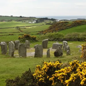 Drombeg Stone Circle, Megalithic culture, Glandore, Republic of Ireland, British Isles, Europe Drombeg Stone Circle, Megalithic culture, Glandore, Republic of Ireland, British Isles, Europe