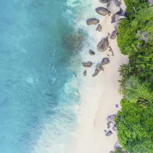 Drone Point of View Print: Baie Carana Beach, Mahe Seychelles Drone Point of View Print: Baie Carana Beach, Mahe Seychelles