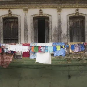 Drying laundry on a balcony in old Havana