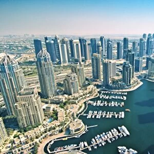 The Dubai Marina, panoramic view, Dubai, Emirate of Dubai, United Arab Emirates