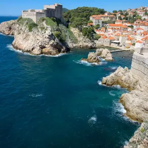 Dubrovnik Old Town Print - High Angle View of the City and Coastline Dubrovnik Old Town Print - High Angle View of the City and Coastline