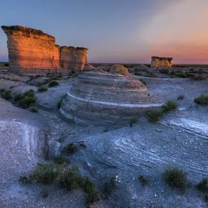 Dusk at Monument Rocks, Kansas Dusk at Monument Rocks, Kansas