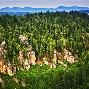 Dusk sunset light cliffs from Czech mountain top Dusk sunset light cliffs from Czech mountain top