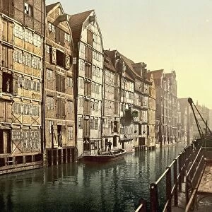 Dutch Brook in Hamburg, Germany, Historic, Photochrome print from the 1890s