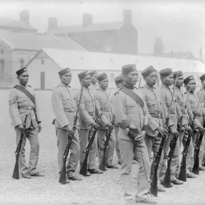 Dyak Soldiers Print - A formation of Dyak warriors on a parade ground Dyak Soldiers Print - A formation of Dyak warriors on a parade ground