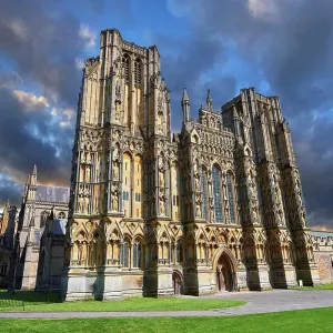 Early English Gothic Wells Cathedral Facade Print Early English Gothic Wells Cathedral Facade Print