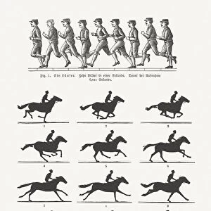 Early moving pictures - running man and rider, published 1897