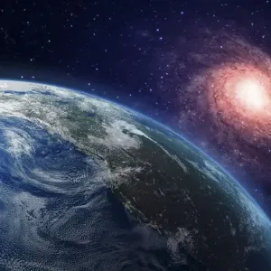Earth and galaxy, artwork Earth and galaxy, artwork