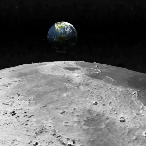 Earth and moon, artwork Earth and moon, artwork