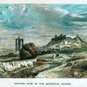 Eastern View of the Acropolis Athens Vintage Colour Print Eastern View of the Acropolis Athens Vintage Colour Print