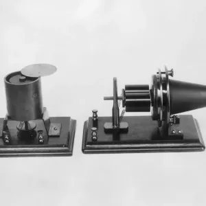 1876 Print of Edison's Magnetic Transmitter and Receiver 1876 Print of Edison's Magnetic Transmitter and Receiver