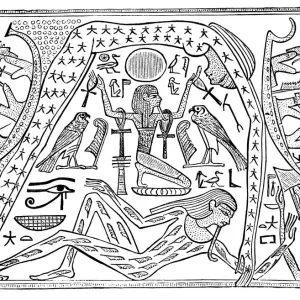 Egyptian Symbols of Heaven and Earth Engraving Print from 1873 Egyptian Symbols of Heaven and Earth Engraving Print from 1873