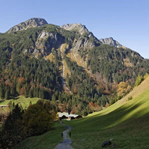 Einoedsbach with Alpgundkopf mountain, community of Oberstdorf, Allgaeu Alps, Upper Allgaeu, Allgaeu, Swabia, Bavaria, Germany, Europe, Oberstdorf, Oberallgau, Allgau, Swabia, Bavaria, Germany