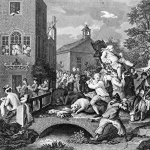 The Election, Chairing the Member, by William Hogarth