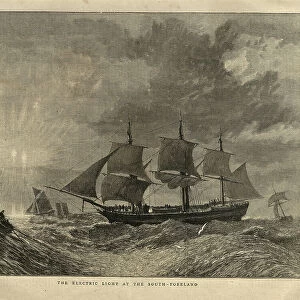 The Electric light phenomena at the South Foreland, Sailing ships, 1870s, 19th Century History