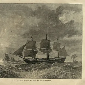 The Electric light phenomena at the South Foreland, Sailing ships, 1870s, 19th Century History