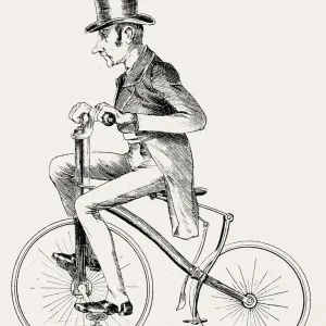 Homme élégant sur une petite bicyclette penny-farthing. Homme élégant sur une petite bicyclette penny-farthing.