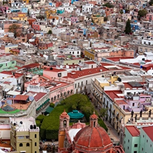 Elevated view over the city of Guanajuato in Mexico