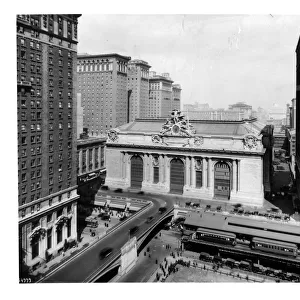 Elevated View Of The Exterior Of Grand Central Station In New York City