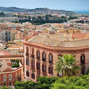 Elevated view from the historic district of Castello over the city of Cagliari