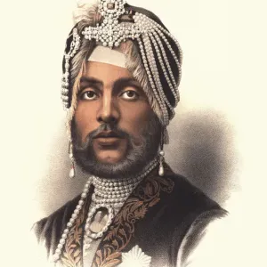 Vintage Colour Engraving Print of Maharaja Duleep Singh Vintage Colour Engraving Print of Maharaja Duleep Singh