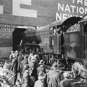 Print of The Flying Scotsman locomotive leaving the Palace of Engineering Print of The Flying Scotsman locomotive leaving the Palace of Engineering