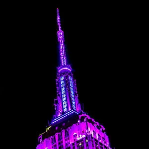 Empire State Building lights in pink