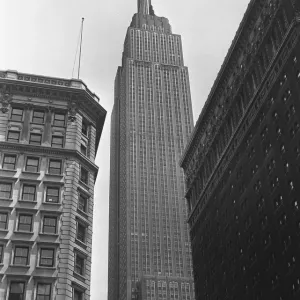 Empire State Building, New York City, USA, (B&W), low angle view Empire State Building, New York City, USA, (B&W), low angle view
