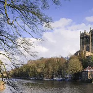 England, County Durham, Tyne And Wear, River Wear, Durham Cathedral, Clouds over a cathedral