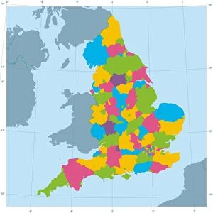 England Vector Map Colorful Administrative Divisions