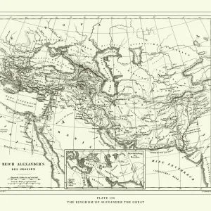 Engraved Antique, Kingdom of Alexander the Great Engraving Antique Illustration Engraved Antique, Kingdom of Alexander the Great Engraving Antique Illustration
