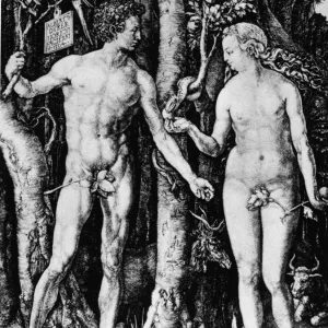 15th Century Print of Adam and Eve in the Garden