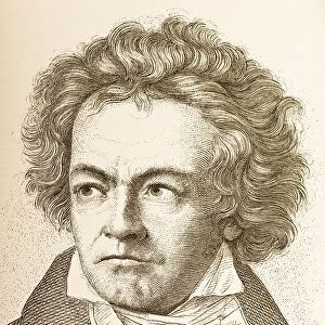 Engraving of composer Ludwig van Beethoven from 1882