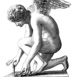 Engraving of goddess Amor Engraving of goddess Amor