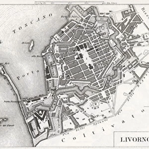 Engraving: Livorno, Italy