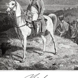 Engraving of Napolean Bonaparte on his horse Marengo from 1882 Engraving of Napolean Bonaparte on his horse Marengo from 1882