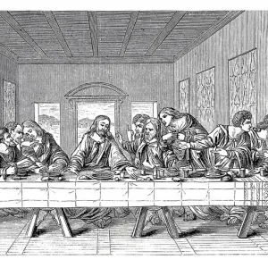 Engraving The Last Supper from Leonardo da Vinci 1870