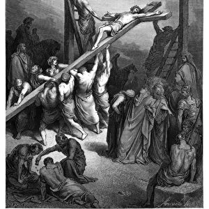 The erection of the cross engraving 1870