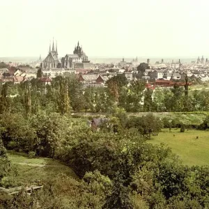 Erfurt in Thuringia, c. 1890, Germany, Historical, digitally restored reproduction from a 19th century original