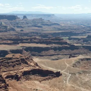 Eroded landscape, canyons, red sandstone, Dead Horse Point Overlook, Dead Horse Point State Park, Utah, Western United States, USA, United States of America, North America Eroded landscape, canyons, red sandstone, Dead Horse Point Overlook, Dead Horse Point State Park, Utah, Western United States, USA, United States of America, North America